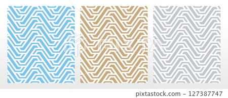 Set of abstract geometric patterns. Seamless vector backgrounds. Colored ornaments Graphic modern patterns Simple lattice graphic design Set of abstract geometric patterns. Seamless vector backgrounds. Colored ornaments Graphic modern patterns Simple lattice graphic design 127387747