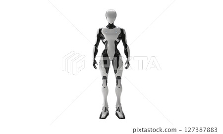 Robot in neutral pose symbolizes modern tech, PNG, created with Generative AI 127387883