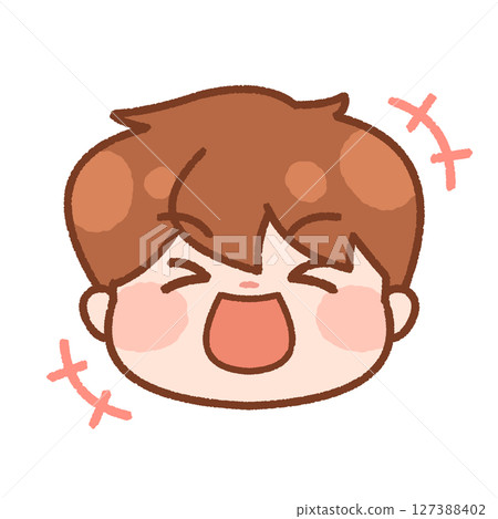 Illustration of a boy laughing out loud, cute expression 127388402