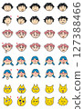 Girls and cats with various expressions 127388466