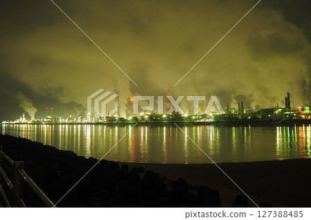 Factory night view seen from the factory area Factory night view seen from the factory area 127388485