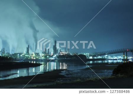 Smoke from the factory chimney 127388486