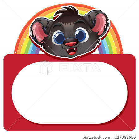 Cute Bear with Rainbow Background 127388690