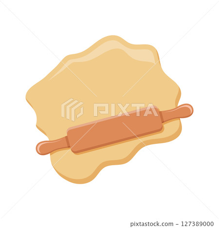 Rolling pin icon in flat style. Cooking equipment vector illustration on isolated background. Cookware sign business concept. 127389000