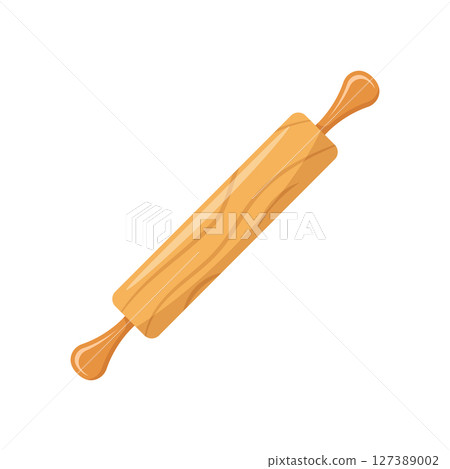 Rolling pin icon in flat style. Cooking equipment vector illustration on isolated background. Cookware sign business concept. 127389002