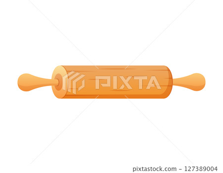 Rolling pin icon in flat style. Cooking equipment vector illustration on isolated background. Cookware sign business concept. 127389004