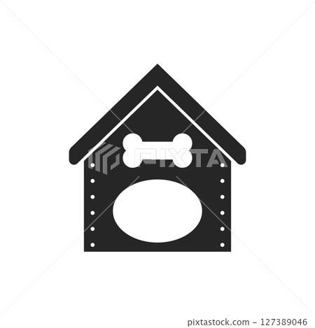 Dog house icon in flat style. Pet home vector illustration on isolated background. Animal shelter sign business concept. Dog house icon in flat style. Pet home vector illustration on isolated background. Animal shelter sign business concept. 127389046