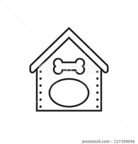 Dog house line icon in flat style. Pet home vector illustration on isolated background. Animal shelter sign business concept. Dog house line icon in flat style. Pet home vector illustration on isolated background. Animal shelter sign business concept. 127389048