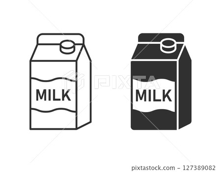 Milk bottle icon in flat style. Dairy product vector illustration on isolated background. Milky liquid sign business concept. Milk bottle icon in flat style. Dairy product vector illustration on isolated background. Milky liquid sign business concept. 127389082