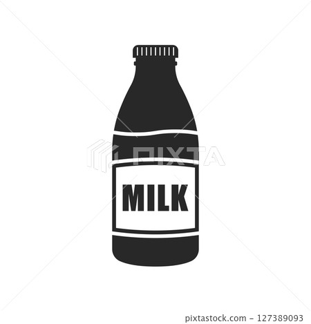 Milk bottle icon in flat style. Dairy product vector illustration on isolated background. Milky liquid sign business concept. 127389093