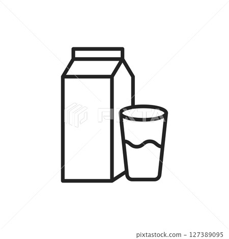 Milk bottle icon in flat style. Dairy product vector illustration on isolated background. Milky liquid sign business concept. Milk bottle icon in flat style. Dairy product vector illustration on isolated background. Milky liquid sign business concept. 127389095