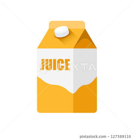 Orange juice icon in flat style. Juicy drink vector illustration on isolated background. Healthy juice sign business concept. 127389110
