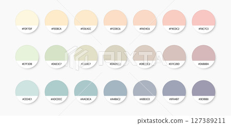 Pastel colour palette icon in flat style. Catalog samples vector illustration on isolated background. Color catalog sign business concept. 127389211