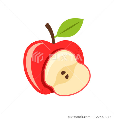 Apple icon in flat style. Fresh fruit vector illustration on isolated background. Fresh apples sign business concept. 127389278