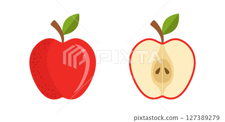 Apple icon in flat style. Fresh fruit vector illustration on isolated background. Fresh apples sign business concept. Apple icon in flat style. Fresh fruit vector illustration on isolated background. Fresh apples sign business concept. 127389279