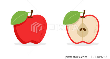 Apple icon in flat style. Fresh fruit vector illustration on isolated background. Fresh apples sign business concept. Apple icon in flat style. Fresh fruit vector illustration on isolated background. Fresh apples sign business concept. 127389283