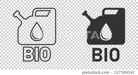 Gasoline canister icon in flat style. Petrol can vector illustration on white isolated background. Fuel container sign business concept. 127389342