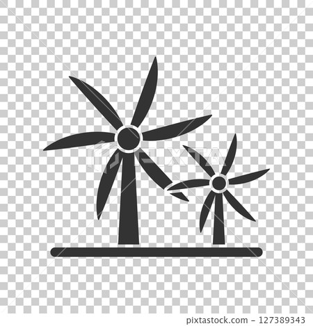 Wind power plant icon in flat style. Turbine vector illustration on white isolated background. Air energy sign business concept. 127389343