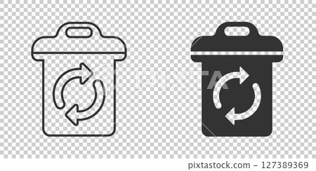 Garbage bin icon in flat style. Recycle vector illustration on white isolated background. Trash basket sign business concept. 127389369