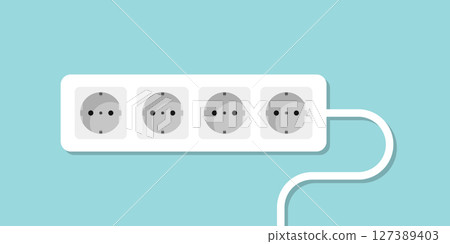 Electric socket icon in flat style. Connection and disconnection vector illustration on isolated background. Wire adapter sign business concept. 127389403