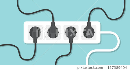 Electric socket icon in flat style. Connection and disconnection vector illustration on isolated background. Wire adapter sign business concept. Electric socket icon in flat style. Connection and disconnection vector illustration on isolated background. Wire adapter sign business concept. 127389404