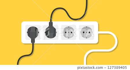 Electric socket icon in flat style. Connection and disconnection vector illustration on isolated background. Wire adapter sign business concept. Electric socket icon in flat style. Connection and disconnection vector illustration on isolated background. Wire adapter sign business concept. 127389405