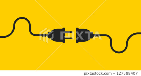 Electric socket icon in flat style. Connection and disconnection vector illustration on isolated background. Wire adapter sign business concept. Electric socket icon in flat style. Connection and disconnection vector illustration on isolated background. Wire adapter sign business concept. 127389407