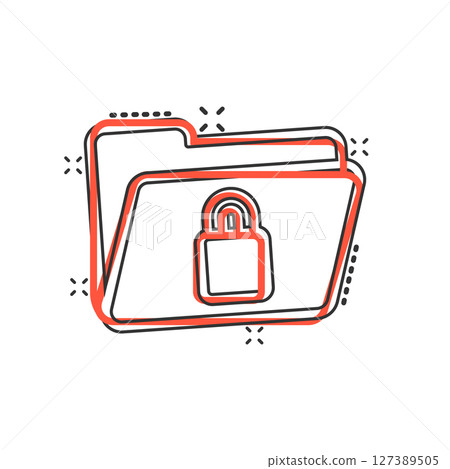 Files folder permission icon in comic style. Document access cartoon vector illustration on isolated background. Secret archive splash effect sign business concept. 127389505