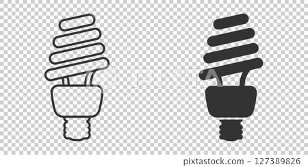 Light bulb icon in flat style. Lightbulb vector illustration on white isolated background. Energy lamp sign business concept. 127389826