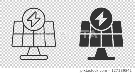 Solar panel icon in flat style. Ecology energy vector illustration on white isolated background. Electrician sign business concept. 127389841