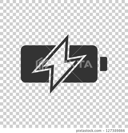 Battery icon in flat style. Accumulator vector illustration on white isolated background. Energy charger business concept. 127389866