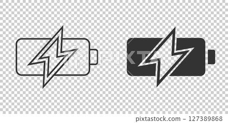 Battery icon in flat style. Accumulator vector illustration on white isolated background. Energy charger business concept. 127389868