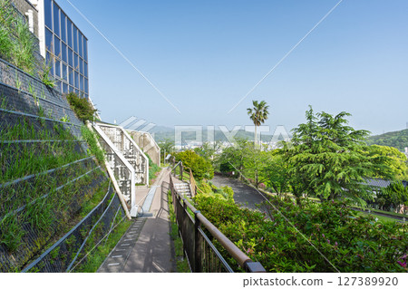 The surrounding scenery seen from the Amakusa Christian Museum, illuminated by the blue sky (Amakusa City) 127389920