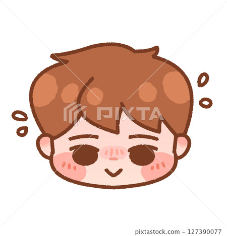 Illustration of a shy boy with a cute expression Illustration of a shy boy with a cute expression 127390077