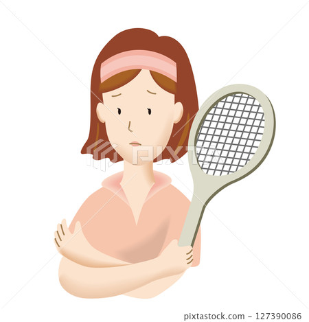 A woman with a tennis racket 127390086