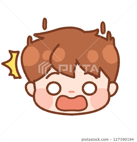 Illustration of a boy with his mouth open in surprise - cute expression Illustration of a boy with his mouth open in surprise - cute expression 127390194
