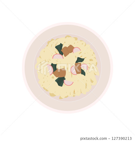 Illustration of a cup of udon with the lid removed Illustration of a cup of udon with the lid removed 127390213