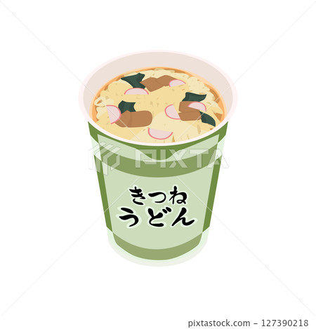 Illustration of cup udon with hot water poured into it Illustration of cup udon with hot water poured into it 127390218