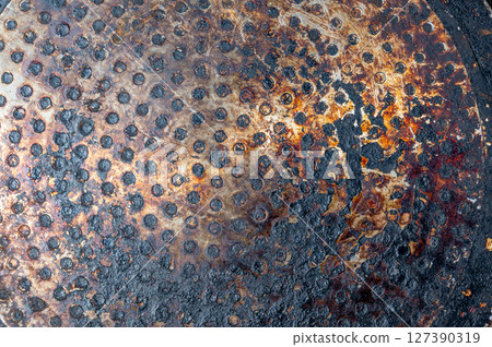 Accumulated Rust and Stains on a Metal Surface for Texture Use 127390319