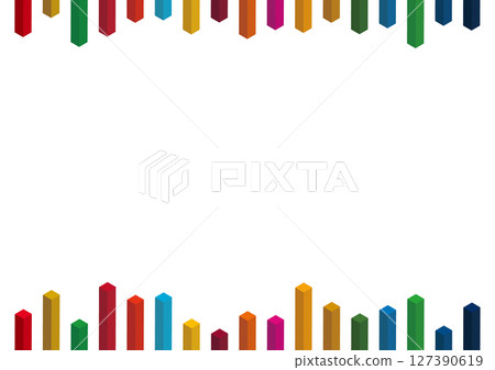 A simple, three-dimensional frame inspired by the SDGs. Background material: stripes. 127390619