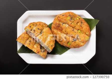 Edamame and hijiki, fried fish cakes Edamame and hijiki, fried fish cakes 127390750