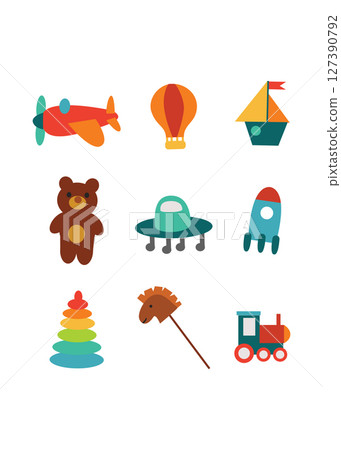 Cute toys for kids set concept stock illustration 127390792