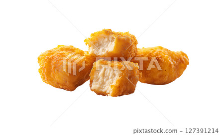 Savory fried chicken nuggets ready for serving or snacking, PNG, created with Generative AI 127391214