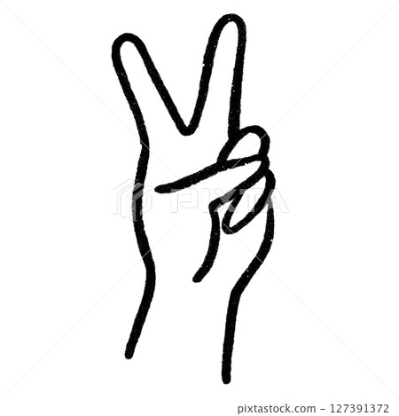Set of realistic gestures, hand shapes. Lay black stroke logo graphic art design isolated on white The concept of expressing love, rock, V sign, love. 127391372