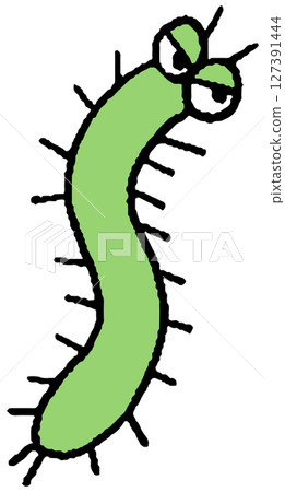 Hand-drawn illustration of an aggressive caterpillar/caterpillar 127391444
