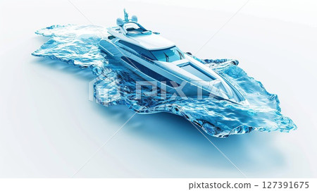 Ship on the water.Sea yacht.Travel and adventure. generative ai. 127391675