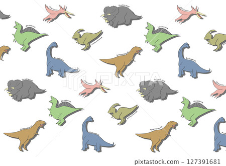 孩子們喜愛的恐龍圖案插圖 127391681