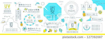 夏季裝飾和框架設計理念集[白色背景] 127392087