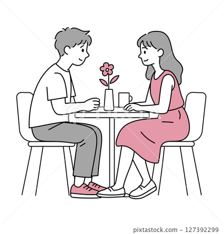 Couple dating at cafe 127392299