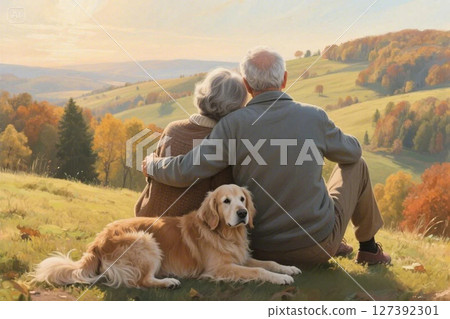 成熟夫婦和狗 成熟夫婦和狗 127392301